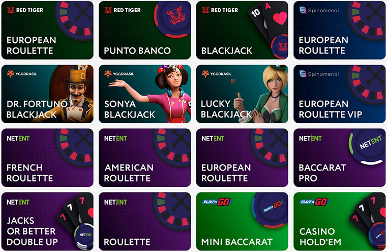 Types of games in online casino poker.